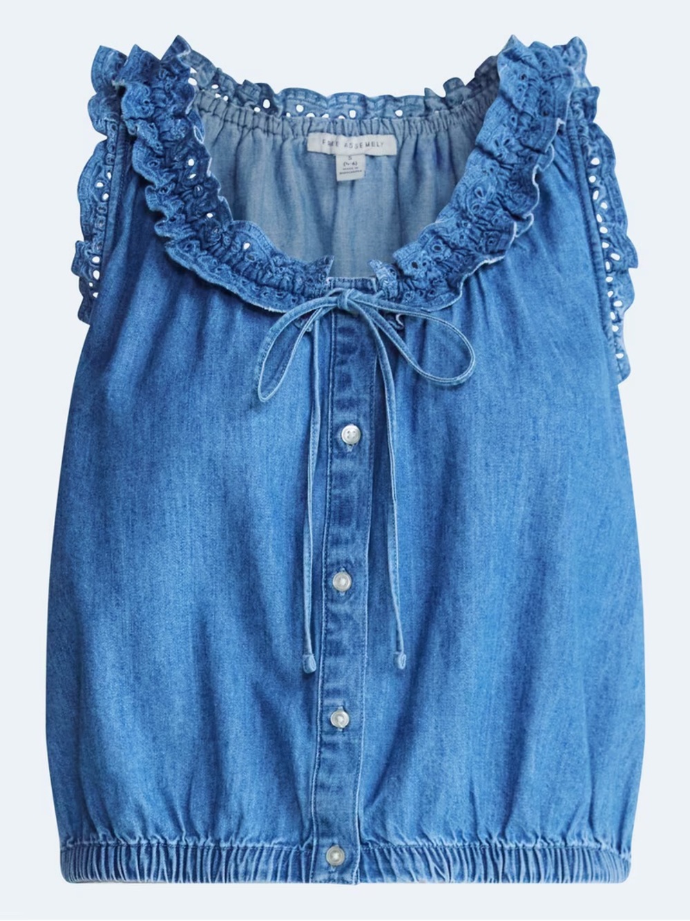 Free Assembly Eyelet Ruffle Top XS - Picture 4 of 5